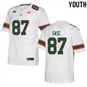 Youth Matias Gasc White University of Miami College Football #87 Jersey 466191-304
