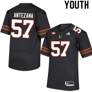 Youth Matt Antezana Black Miami Hurricanes College Football #57 Jersey 838322-923