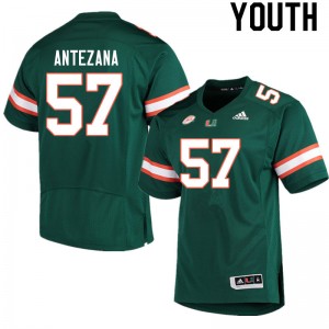 Youth Matt Antezana Green University of Miami College Football #57 Jersey 700558-193
