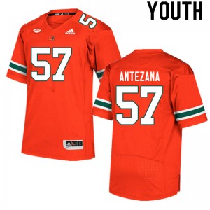Youth Matt Antezana Orange Miami College Football #57 Jersey 644737-549