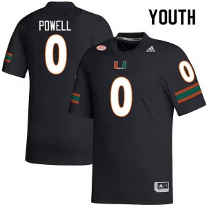 Youth Mishael Powell Black Miami College Football #0 Jersey 655934-904