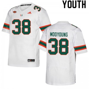Youth Myles Mooyoung White Hurricanes College Football #38 Jersey 356672-289