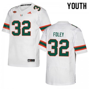 Youth Nelson Foley White Miami Hurricanes College Football #32 Jersey 931566-358