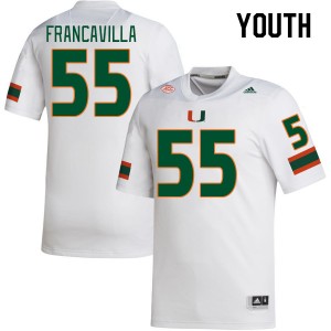 Youth Nino Francavilla White Hurricanes College Football #55 Jersey 539039-462