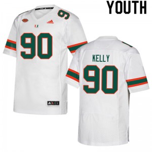 Youth Nyjalik Kelly White Hurricanes College Football #90 Jersey 928831-542