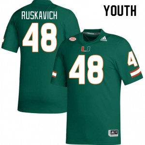 Youth Owen Ruskavich Green Miami Hurricanes College Football #48 Jersey 744207-702