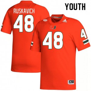 Youth Owen Ruskavich Orange Miami College Football #48 Jersey 944195-874