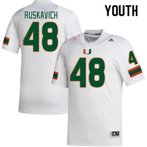 Youth Owen Ruskavich White Miami College Football #48 Jersey 482973-605