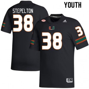 Youth Patrick Stepelton Black Miami Hurricanes College Football #38 Jersey 235737-797