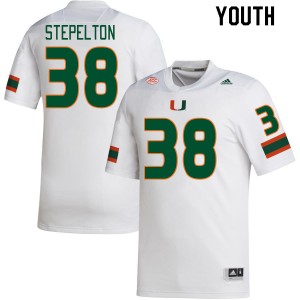 Youth Patrick Stepelton White Miami College Football #38 Jersey 995268-229