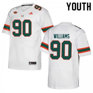 Youth Quentin Williams White Miami College Football #90 Jersey 842198-747