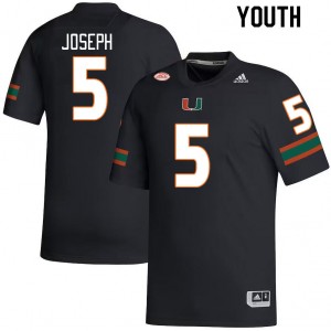 Youth Ray Ray Joseph Black Miami College Football #5 Jersey 459707-204