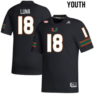 Youth Riply Luna Black Hurricanes College Football #18 Jersey 205827-345