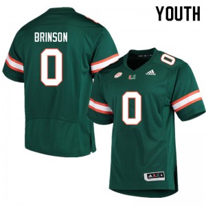 Youth Romello Brinson Green Miami College Football #0 Jersey 295543-430