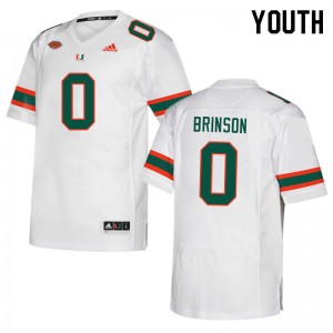 Youth Romello Brinson White Miami Hurricanes College Football #0 Jersey 320493-153