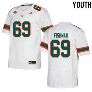 Youth Sam Fishman White Hurricanes College Football #69 Jersey 365655-950