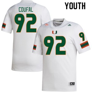 Youth Samuel Coufal White Miami College Football #92 Jersey 347199-127