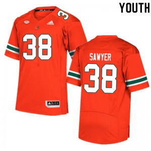 Youth Shane Sawyer Orange Miami Hurricanes College Football #38 Jersey 378739-404