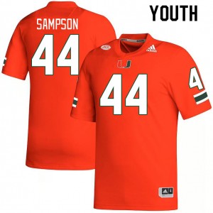 Youth Syncere Sampson Orange University of Miami College Football #44 Jersey 950527-842