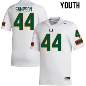 Youth Syncere Sampson White Hurricanes College Football #44 Jersey 607901-483