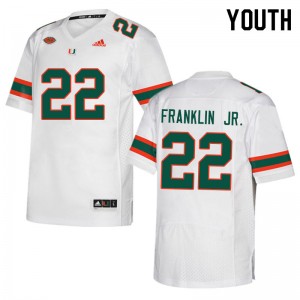 Youth Thaddius Franklin Jr. White Miami Hurricanes College Football #22 Jersey 570047-179