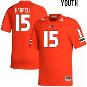 Youth Tyler Harrell Orange Miami Hurricanes College Football #15 Jersey 983756-366