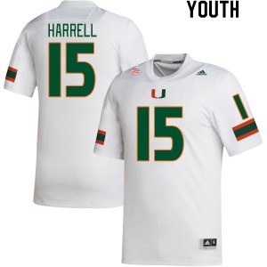 Youth Tyler Harrell White University of Miami College Football #15 Jersey 859158-715