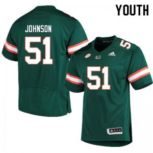 Youth Tyler Johnson Green Miami College Football #51 Jersey 208112-722