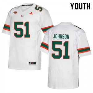 Youth Tyler Johnson White Miami Hurricanes College Football #51 Jersey 746120-898