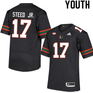 Youth Waynmon Steed Jr. Black University of Miami College Football #17 Jersey 607026-409