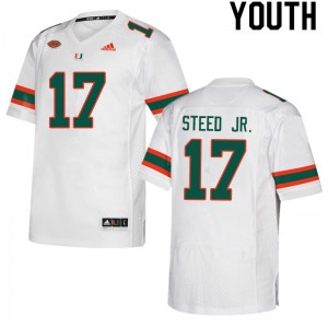 Youth Waynmon Steed Jr. White Hurricanes College Football #17 Jersey 588704-281