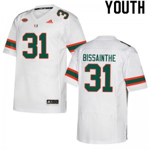 Youth Wesley Bissainthe White Miami Hurricanes College Football #31 Jersey 417496-567