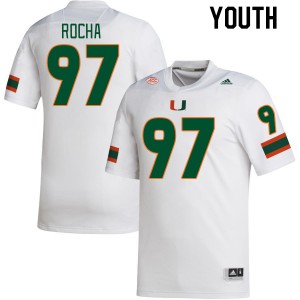 Youth Will Rocha White University of Miami College Football #97 Jersey 351221-423