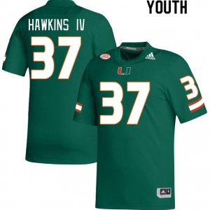 Youth William Hawkins IV Green Hurricanes College Football #37 Jersey 383435-233