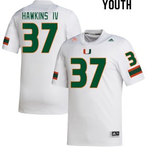 Youth William Hawkins IV White Miami College Football #37 Jersey 103659-480