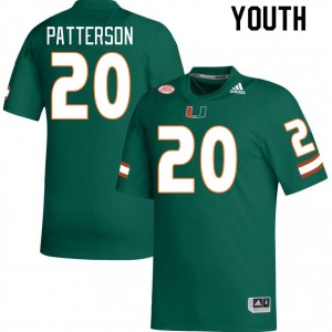 Youth Zaquan Patterson Green Hurricanes College Football #20 Jersey 891864-943