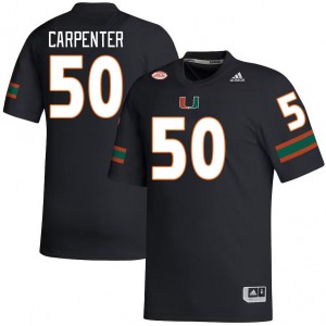 Men Zach Carpenter Black Hurricanes College Football #50 Jersey 455642-822